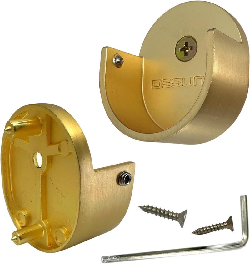 Desunia Closet Rod Support Flanges with Rear Pin |Heavy Duty Clothes Pole End Sockets for Wardrobes | Satin Brass | 50 Pack - Image 1